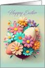 Happy Easter with Eggs and Flowers card