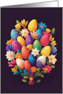 Bright Pretty Bunch of 3d Effect Flowers and Easter Eggs card