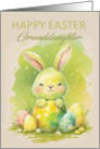 Granddaughter Easter Rabbit with Easter Eggs and Daisies card