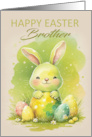 Brother Easter Rabbit with Easter Eggs and Daisies card