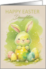 Daughter Easter Rabbit with Easter Eggs and Daisies card