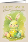 Great Granddaughter Easter Rabbit with Easter Eggs and Daisies card
