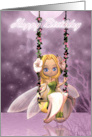 Fairy Birthday Card With cute fairy on a swing, Sweet And Modern card