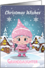 Granddaughter Little Christmas Elf Dressed in Pink with Little Houses card