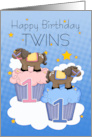 1st Birthday, Twins First Birthday card