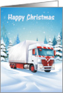 Happy Christmas White Truck with Red Holiday Trim card