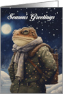 Season’s Greetings Vintage Style Winter Toad card