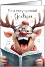 Godson Funny Christmas Reindeer Singing Christmas Carols card