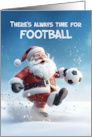 Football Soccer 3d Santa Kicking around in Winter Snow Happy Christmas card