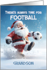 Grandson Football Soccer 3d Santa Kicking around in Winter Snow card