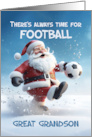 Great Grandson Football Soccer 3d Santa Kicking around in Winter Snow card