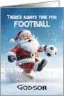 Godson Football Soccer 3d Santa Kicking around in Winter Snow card