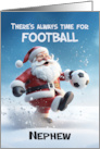 Nephew Football Soccer 3d Santa Kicking around in Winter Snow card