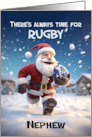 Nephew Rugby 3d Santa Kicking around in Winter Snow card