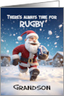 Grandson Rugby 3d Santa Kicking around in Winter Snow card
