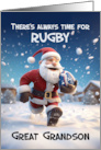 Great Grandson Rugby 3d Santa Kicking around in Winter Snow card