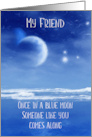 Happy Birthday Friend Card, Blue Moon Ocean View oil painted (print) card