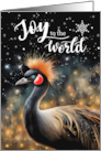 Joy to the World Nigerian Black Crowned Crane with Winter Theme card