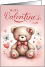 Happy Valentine’s Teddy Bear on a Dusky Pink Background card