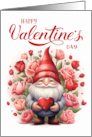 Happy Valentine’s Gnome with Roses and a Heart card