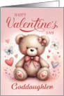 Goddaughter Happy Valentine’s Teddy Bear on a Dusky Pink Background card