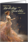 Sparkling Birthday with Woman in Flowing Blended Dress Digital Effects card