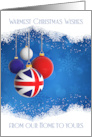 Union Jack British Christmas Greeting with Hanging Baubles card