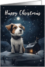 Jack Russell Christmas with a Russell and Snow Scene Happy Christmas card
