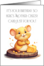 A Cheesy Fun Mouse with Thumbs up Siting on a Wooden Circle card