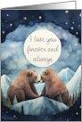 Two Loving Bears with Mountain Scenery and a Moonlit Night card