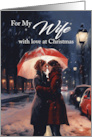 Lesbian Wife Christmas Under a Red Umbrella with a Snowy Scene card