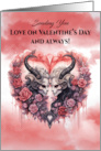 Gothic Valentine’s Day with two Sides of Baphomet and Roses card