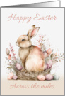 Across the Miles Easter Rabbit and Eggs in Pink Subtle Tones card