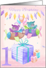 1st Birthday Twins card