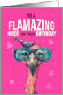 Niece Birthday with Flamingo Wearing Sunglasses and Party Hat card