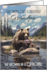 Grandpa Bear in a Lake Eating Cake Humorous Birthday card
