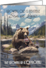 Son In Law Bear in a Lake Eating Cake Humorous Birthday card