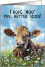 Get Well Play on Words Cow I Hope Moo Feel Better Soon card