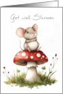 Get Well Shroom Cute Mouse Sitting on a Mushroom card