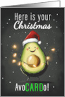 Fun Avocado with Holiday Lights and Santa Hat Fun with a Pun card