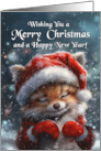 Red Panda Wearing a Santa Hat Merry Christmas Happy New Year card