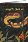 Chinese New Year of the Snake with Snake and Leaves Gong Xi Fa Cai card