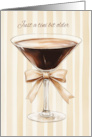 A Birthday Watercolor Expresso Martini with Beige Bow and Stripes card
