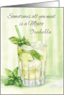 A Birthday Watercolor Mojito with Mint Leaves Ice and Lime card