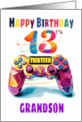 Grandson 13 Year Old Birthday Gamer Controller Abstract Tones card
