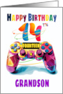 Grandson 14 Year Old Birthday Gamer Controller Abstract Tones card