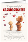 Granddaughter Valentine with Cute Bears and Hearts Nice Wording card