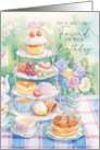 Special Friend Birthday with Cream Tea and Flowers card