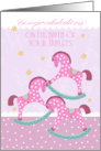 Triplet Congratulations with polka Rocking Horses card