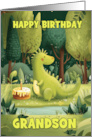 Birthday Dinosaur with a Tasty Cake Trees and a Stream Blended Greens card